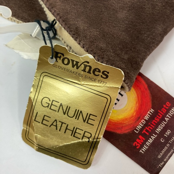 NWT Fownes M Brown Leather 3M Thinsulate Gloves - Picture 5 of 6
